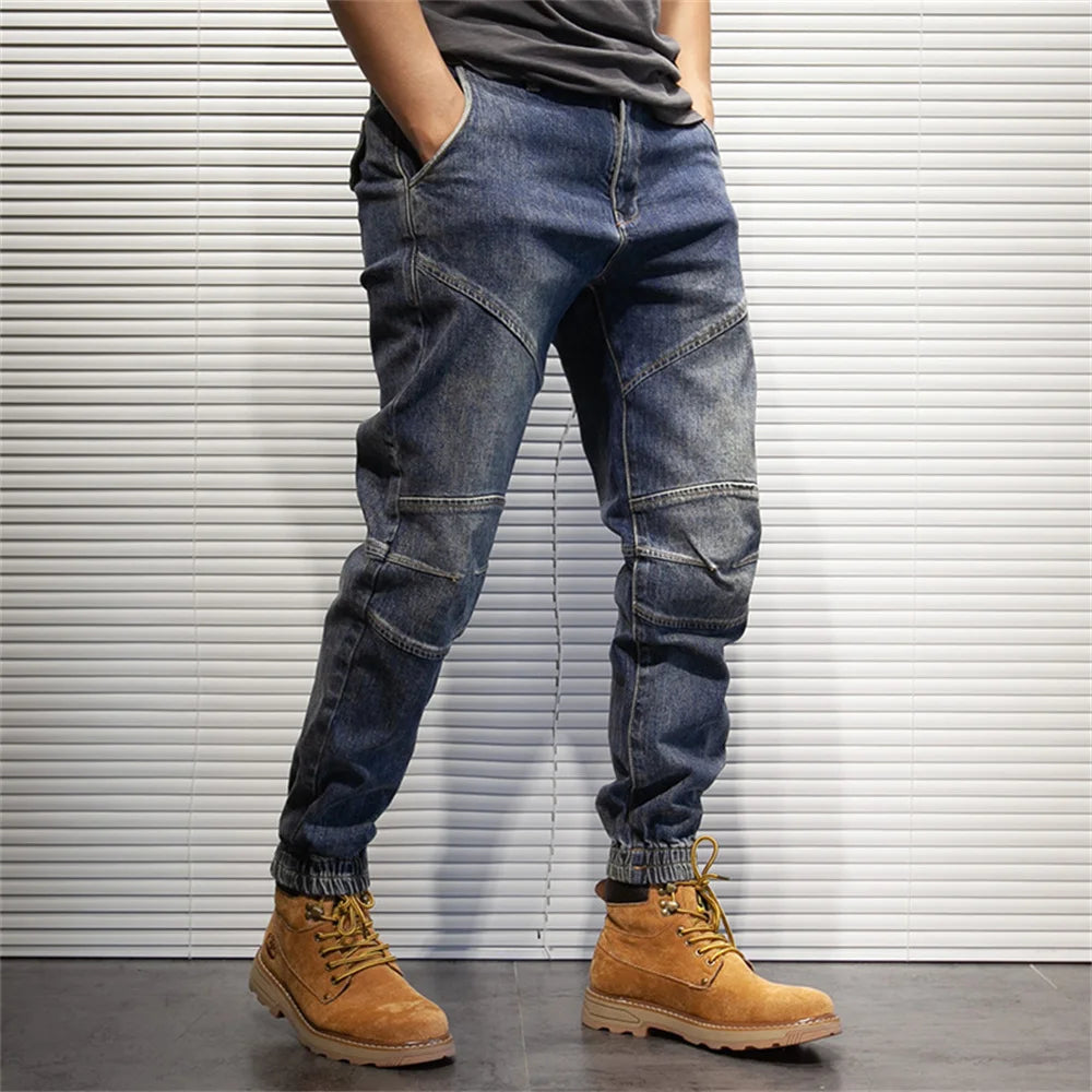 2022 New Hip Hop Harem Jeans Pants Men Loose Joggers Denim Casual Sweatpants Korea Ankle Length Trousers Streetwear Male Clothes