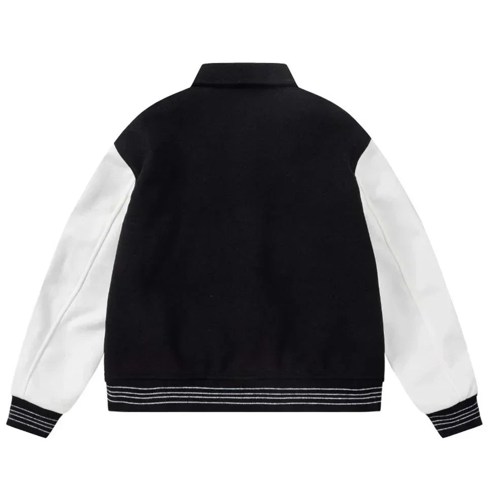 Fashion Autumn Skeleton Embroidery Varsity Jacket Men Streetwear Warm Wool Women Baseball Jacket Outfits Windbreaker 2023