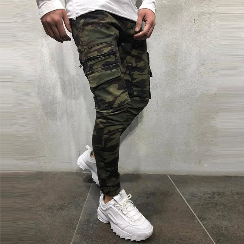 Men's Fashion Joggers Camouflage Jeans Youth Personality Slim Trend Jeans Trousers Spring and Autumn Cargo 2022 New Men's Pants