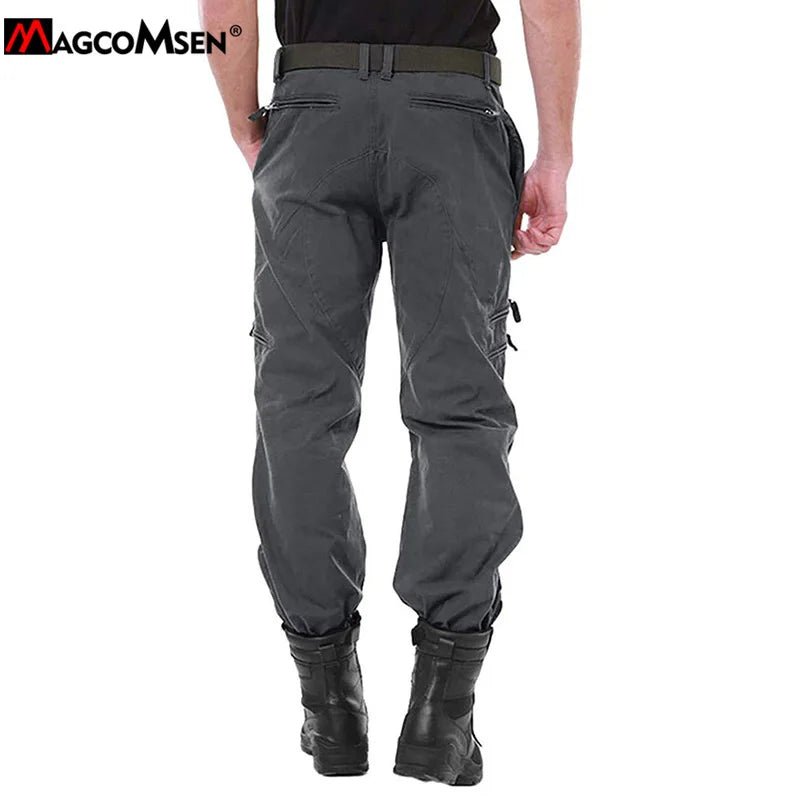 MAGCOMSEN Men's Pants 7 Pockets Urban Commuter Working Pants Vintage Biker Casual Trousers