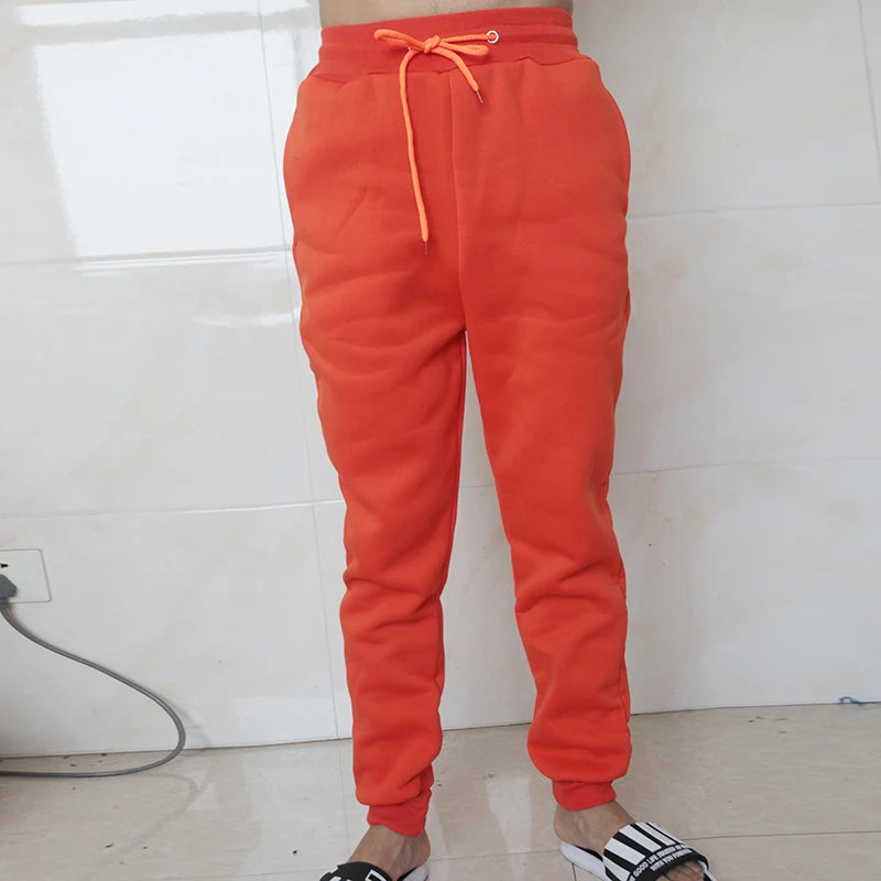 Men's Pants Sweatpants Women Joggers Orange Brown Winter Fleece Jogging Trousers Sportspants Casual Fashion Loose Black Red