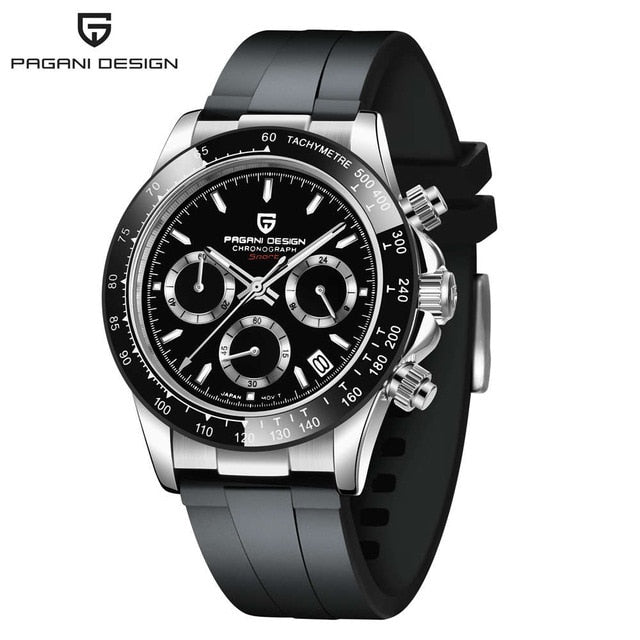 PAGANI DESIGN Top Brand New Men Quartz Wristwatch Luxury Sapphire Glass Sports Watch Rubber Strap Chronograph Watch Men Relogio