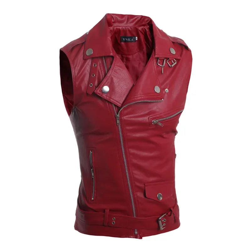 casual PU Men Vest Waistcoat Winter Jacket Turn-Down Vests Thicken Warm Coat Sleeveless Leather Clothes Male Clothing xx