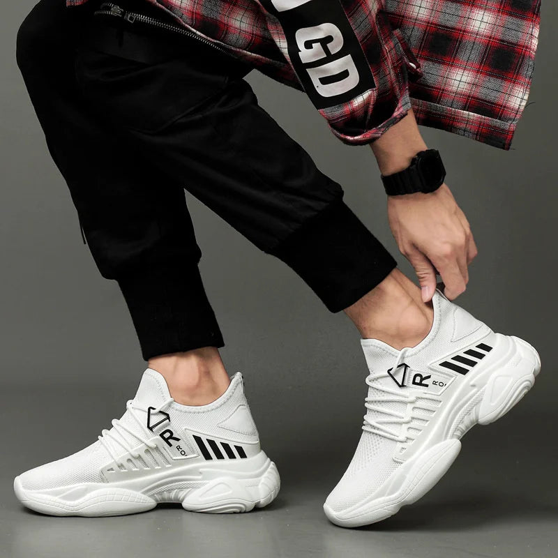 Men Sneakers Elevator Shoes Breathable Casual Hidden 10cm 8cm Optional Heels Height Increasing Shoes Moccasins Taller Male
