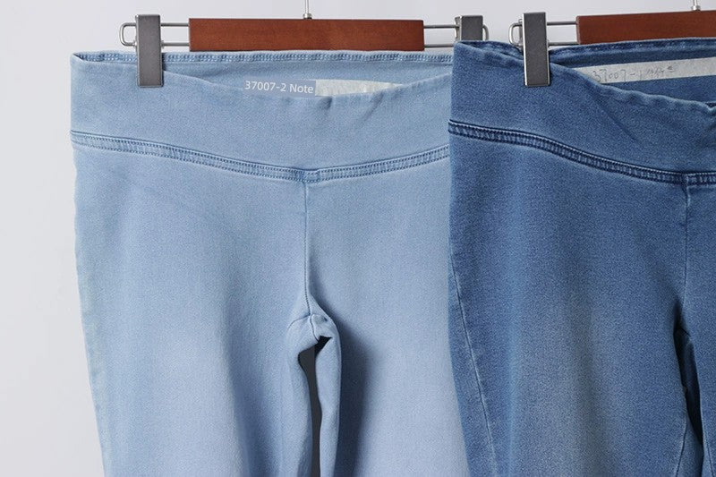 Dual-Use Four-Side High Elastic Imitation Denim Low Waist Skinny Pants