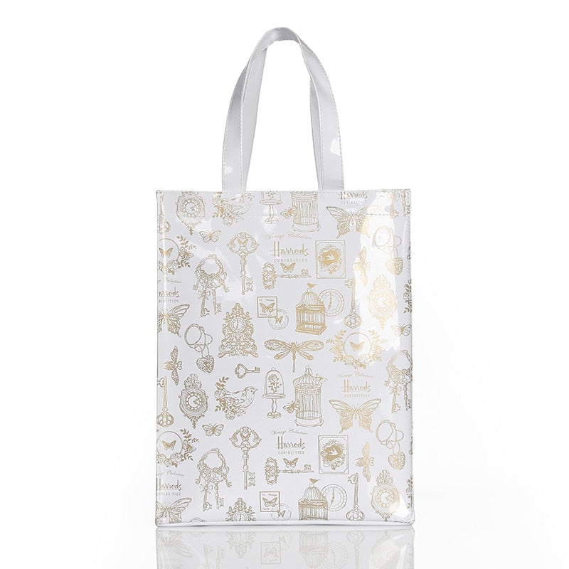 London Style PVC Reusable Shopping Purses Large Eco Friendly Flower Women's Tote Shopper Bag Summer Waterproof Beach Handbag