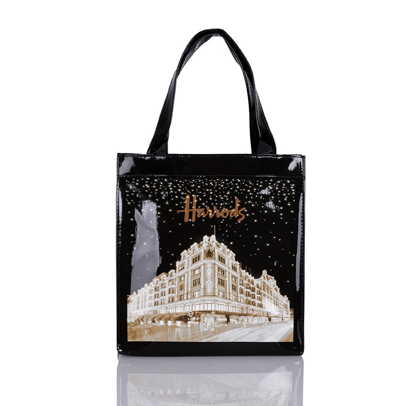 London Style PVC Reusable Shopping Purses Large Eco Friendly Flower Women's Tote Shopper Bag Summer Waterproof Beach Handbag