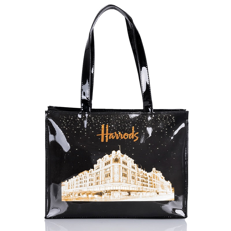 London Style PVC Reusable Shopping Purses Large Eco Friendly Flower Women's Tote Shopper Bag Summer Waterproof Beach Handbag