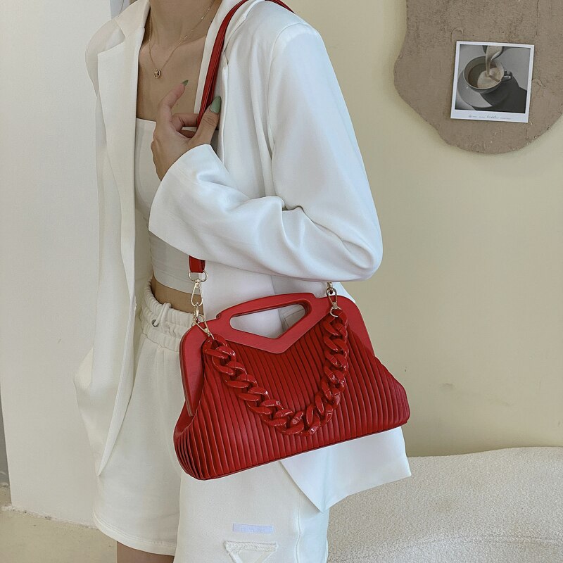 Luxury Brand Handbag Women Inverted Triangle Handle Leather Hand Pouch Classic Crossbody Bags For Women Tote Bag Lady Satchel