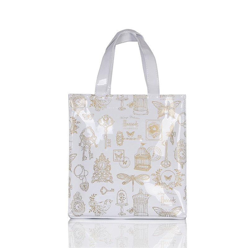 London Style PVC Reusable Shopping Purses Large Eco Friendly Flower Women's Tote Shopper Bag Summer Waterproof Beach Handbag