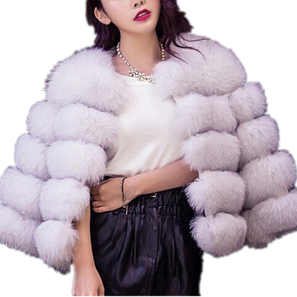 Lisa Colly New High Imitation Long Sleeves Short Fox Fur Coat Jacket Warm Winter Coat Outwear Faux Fur Coat Overcoat Furs Coat