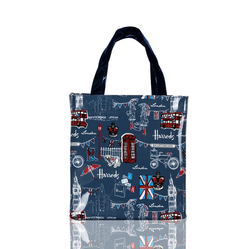 London Style PVC Reusable Shopping Purses Large Eco Friendly Flower Women's Tote Shopper Bag Summer Waterproof Beach Handbag