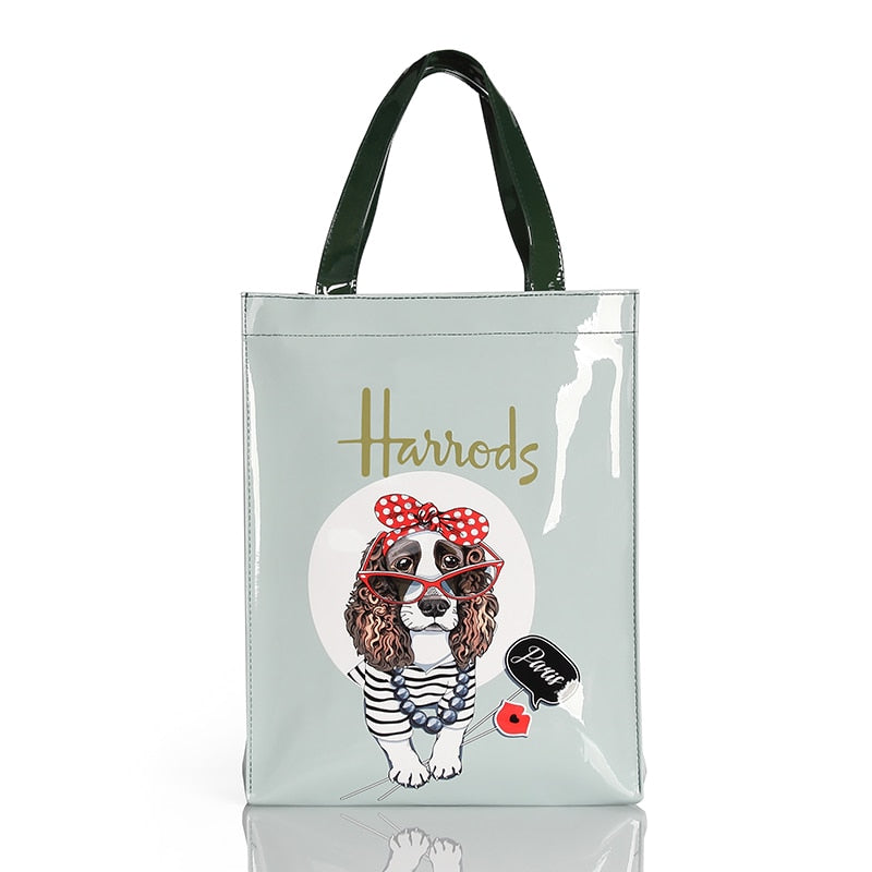 London Style PVC Reusable Shopping Purses Large Eco Friendly Flower Women's Tote Shopper Bag Summer Waterproof Beach Handbag