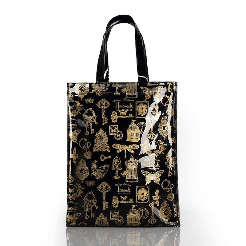 London Style PVC Reusable Shopping Purses Large Eco Friendly Flower Women's Tote Shopper Bag Summer Waterproof Beach Handbag