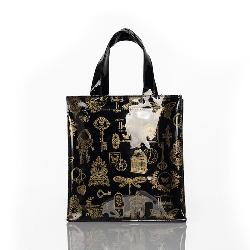 London Style PVC Reusable Shopping Purses Large Eco Friendly Flower Women's Tote Shopper Bag Summer Waterproof Beach Handbag