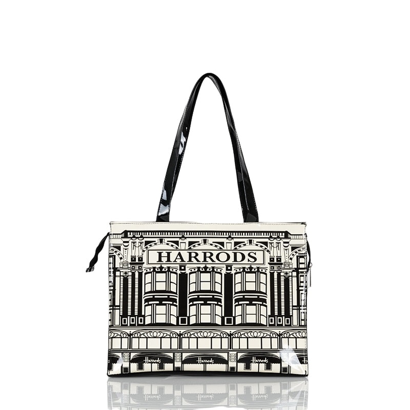 London Style PVC Reusable Shopping Purses Large Eco Friendly Flower Women's Tote Shopper Bag Summer Waterproof Beach Handbag
