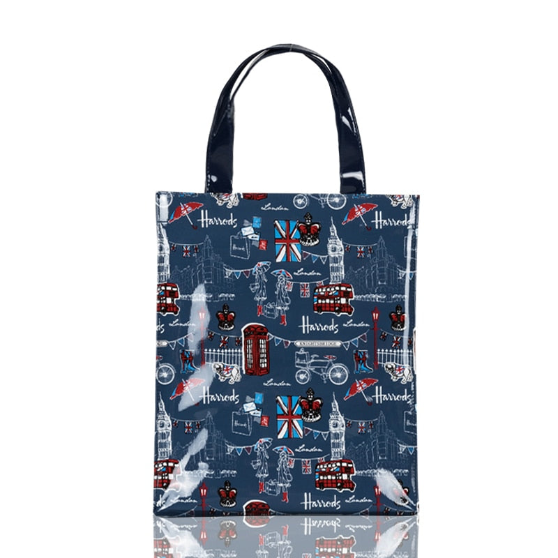 London Style PVC Reusable Shopping Purses Large Eco Friendly Flower Women's Tote Shopper Bag Summer Waterproof Beach Handbag