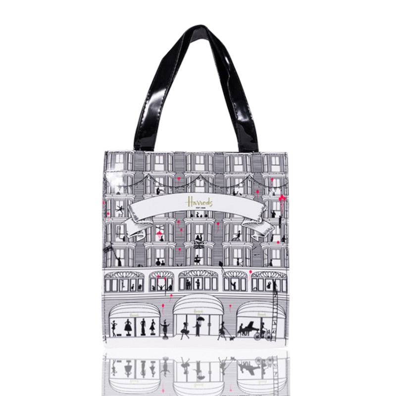 London Style PVC Reusable Shopping Purses Large Eco Friendly Flower Women's Tote Shopper Bag Summer Waterproof Beach Handbag