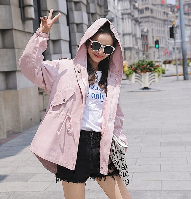 2022 Autumn New Fashion Women Jacket Hooded Coat Spring Long Ladies Casual Windbreaker Female Jackets Slim Outerwear R1043