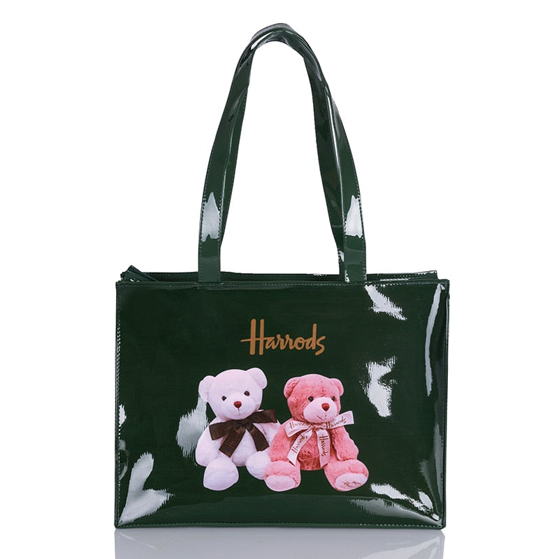 London Style PVC Reusable Shopping Purses Large Eco Friendly Flower Women's Tote Shopper Bag Summer Waterproof Beach Handbag