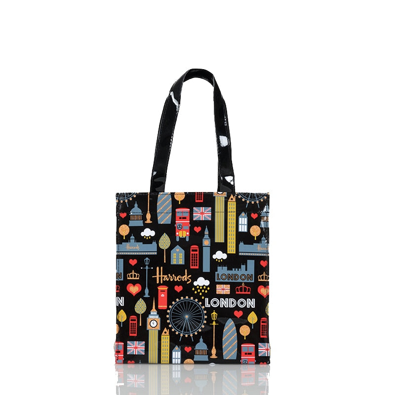 London Style PVC Reusable Shopping Purses Large Eco Friendly Flower Women's Tote Shopper Bag Summer Waterproof Beach Handbag